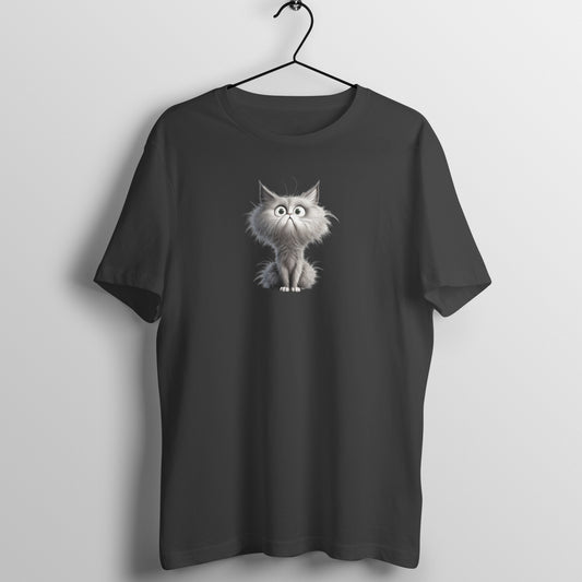 Wide-Eyed Wonder Cat - Half Sleeve Tee