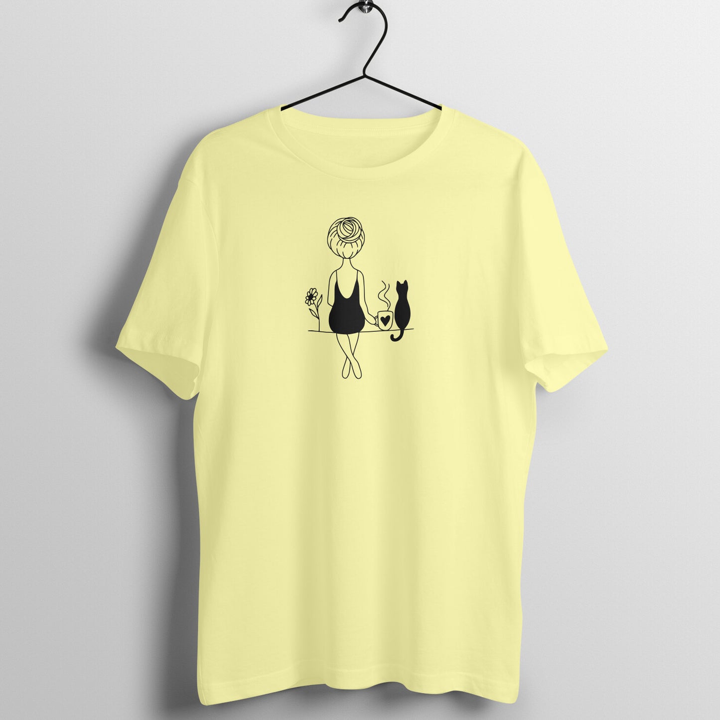 Girl With A Cat - Half Sleeve Tee