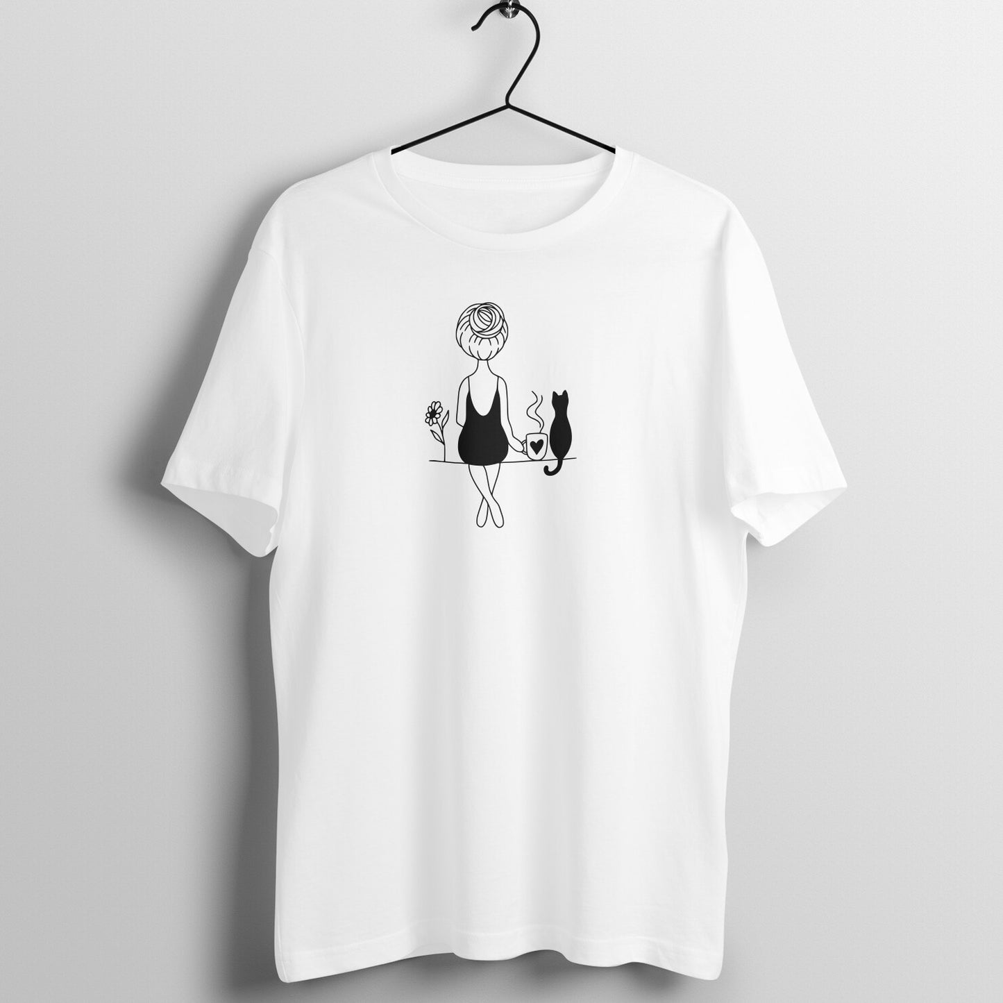 Girl With A Cat - Half Sleeve Tee