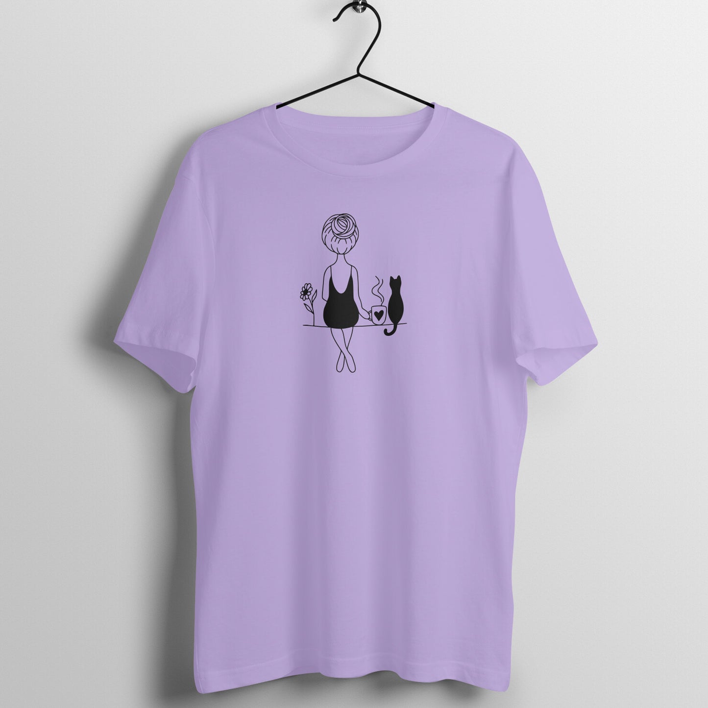 Girl With A Cat - Half Sleeve Tee