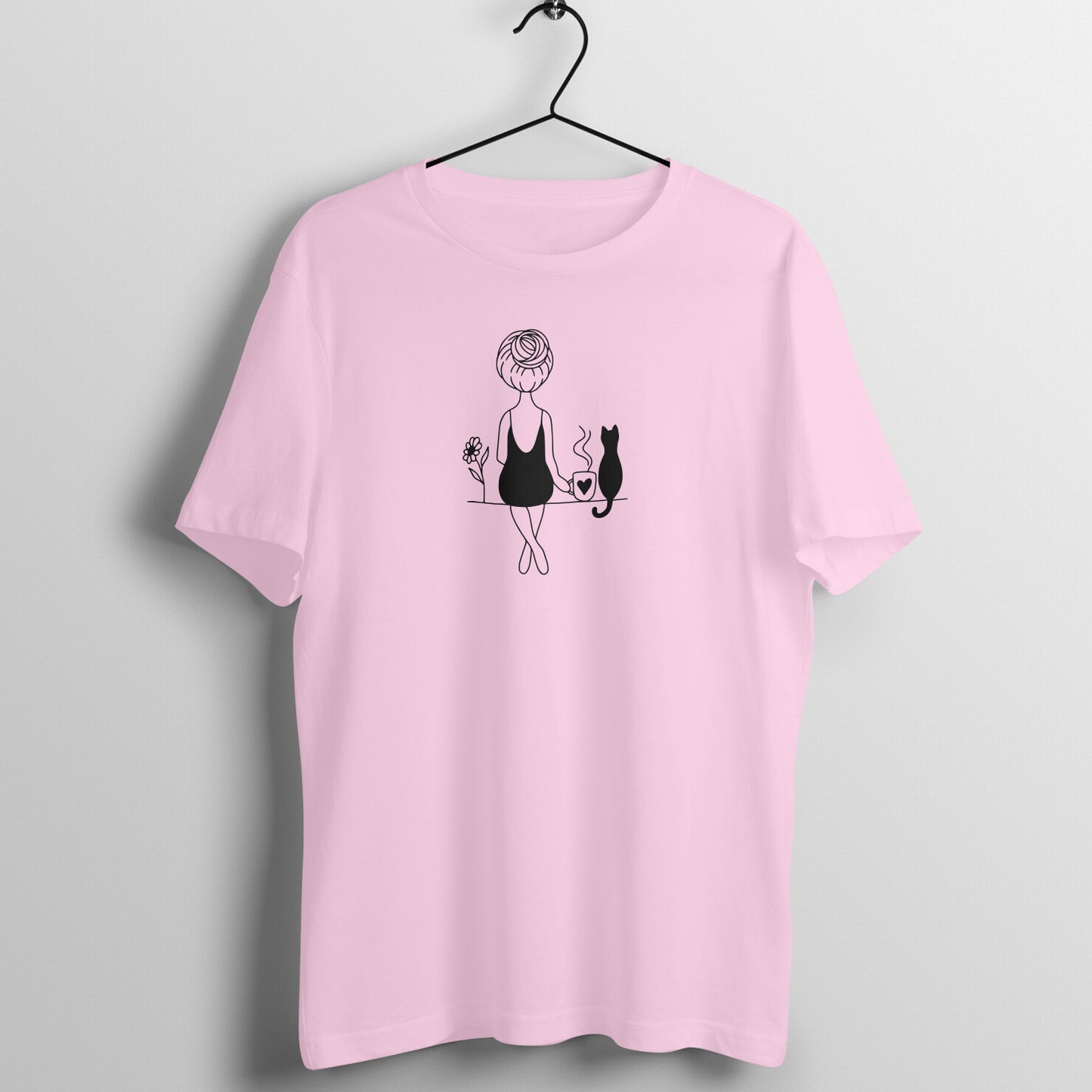 Girl With A Cat - Half Sleeve Tee