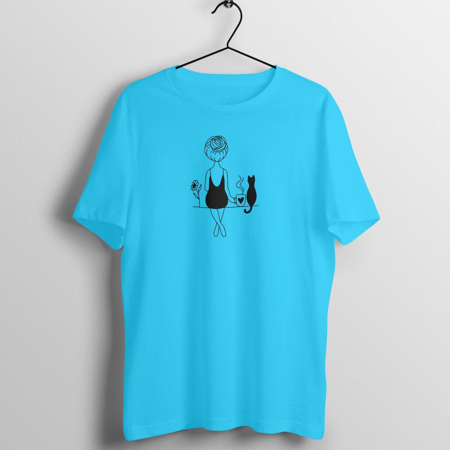 Girl With A Cat - Half Sleeve Tee